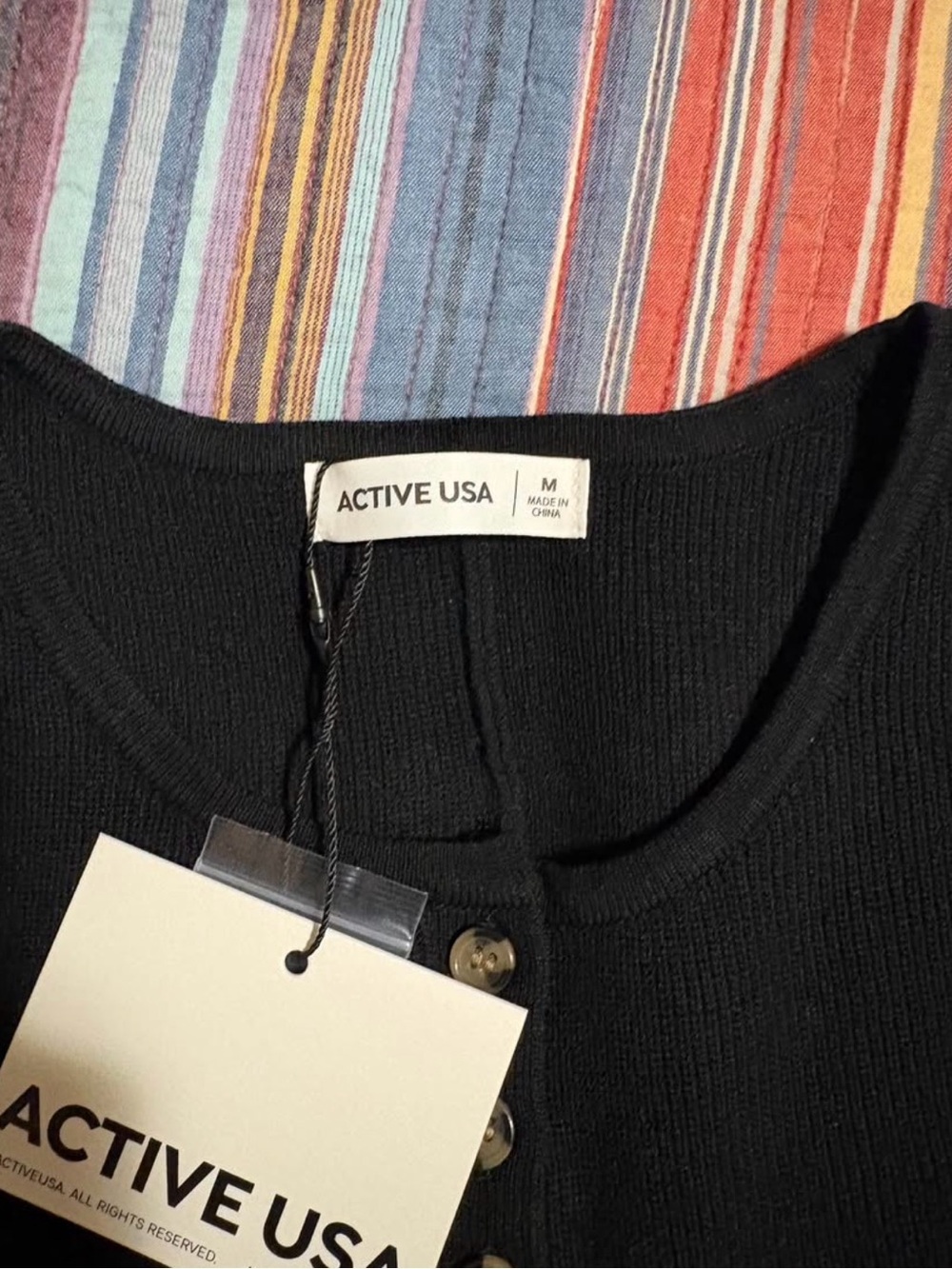 Active USA Black Ribbed Button-Front Tank - Picture 4 of 4